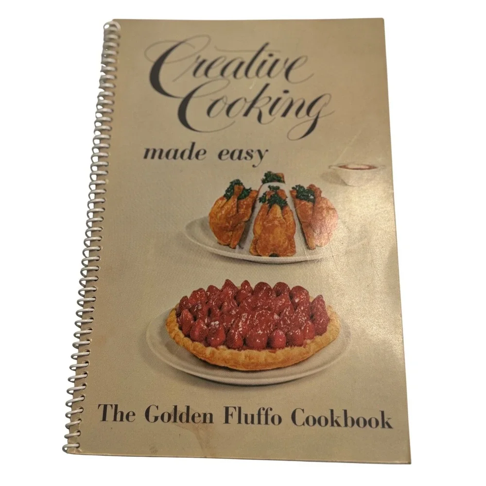 VTG The Golden Fluffo Cookbook Creative Cooking Made Easy Spiral Bound Recipes
